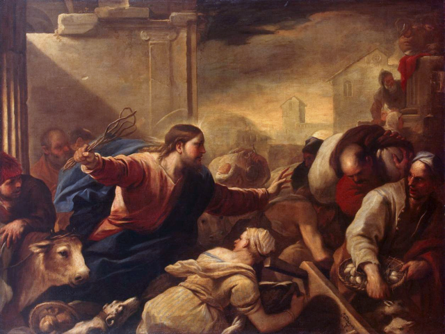 Lucas Giordano - Le christ chasse les marchands du Temple (vers 1675) - Musée de l'Hermitage - St-Petersbourg